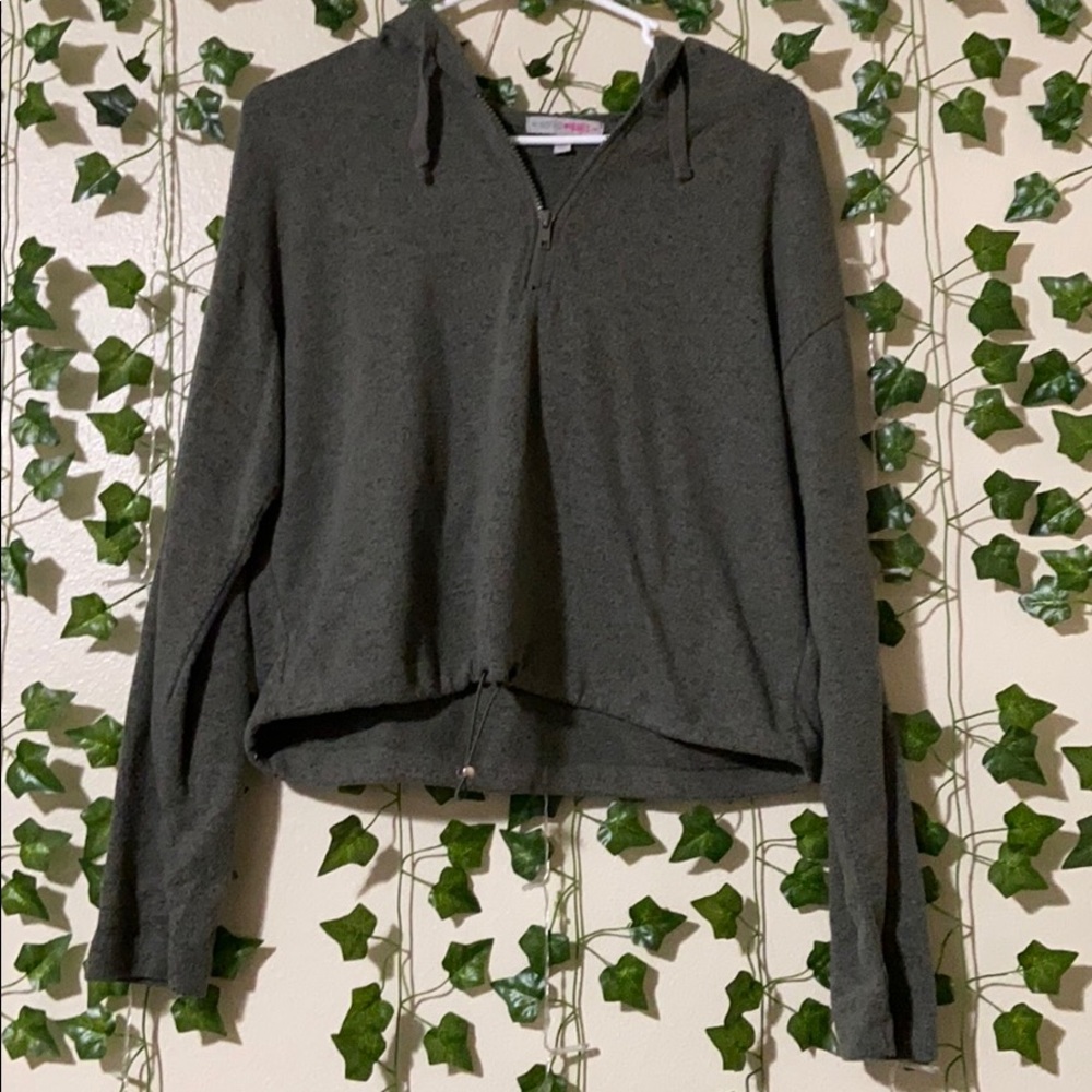 Army Green Half-Zip Cropped Jacket